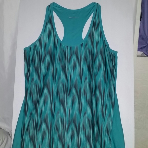 Aqua racetrack back tank, workout top - Picture 1 of 6